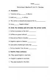 English Worksheet: grammar review