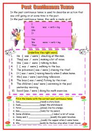 English Worksheet: Past Continuous Tense