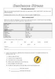 English Worksheet: Sentence Stress (rule for stress words) Worksheet