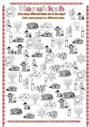 English Worksheet: Hanukkah - how many?