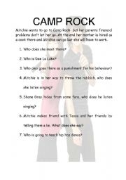 English Worksheet: CAMP ROCK