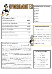 English Worksheet: ADVANCED HANDOUT TEST