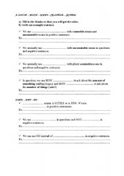 English Worksheet: Much-Many-Few-Little