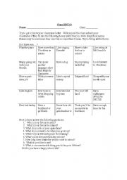 English Worksheet: Ice Breaker: BINGO