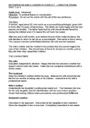 English Worksheet: MOTHERHOOD AND A CAREER IN CONFLICT - CREATIVE DRAMA