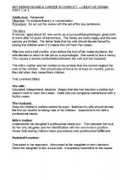 English worksheet: MOTHERHOOD AND A CAREER IN CONFLICT - CREATIVE DRAMA