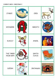 English Worksheet: CHRISTMAS DOMINO CARDS 2/3