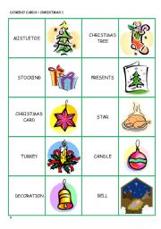 English Worksheet: CHRISTMAS DOMINO CARDS part 1/3