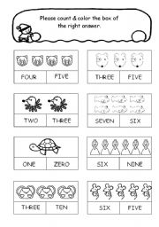 English Worksheet: Count & Color