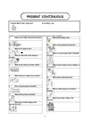 English Worksheet: Present continuous