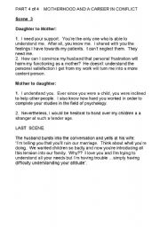 English worksheet: PART 4 (last)  MOTHERHOOD AND A CAREER IN CONFLICT