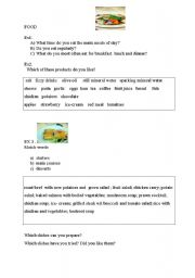 English worksheet: food