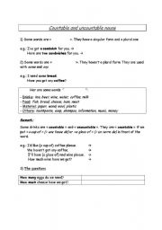 English Worksheet: (Un)countables theory