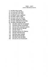 English Worksheet: modal verb let with object pronouns