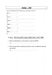 English worksheet: Verbs + ING