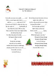 English Worksheet: Frosty the snowman - a song for Christmas and winter time.