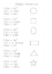 English Worksheet: Shapes Match and trace the words