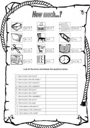 English Worksheet: How much...? - Prices