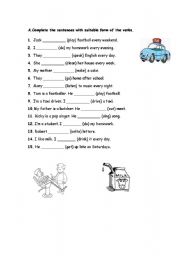 English worksheet: simple present