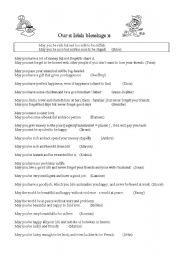 English Worksheet: Our Irish blessings