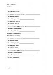English worksheet: family member exercises