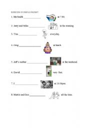 English worksheet: simple present tense exercises(daily routine)