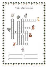 English Worksheet: The jungle crossword