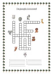 English worksheet: The jungle crossword