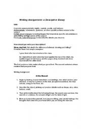 English worksheet: Writing Assignment: Description