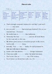 English worksheet: Phrasal verbs