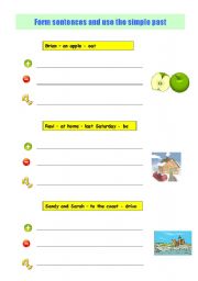 English worksheet: Form sentences and use the simple past