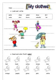 English Worksheet: my clothes