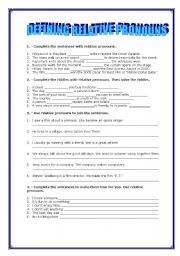 English Worksheet: Defining relative pronouns