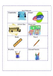 English Worksheet: School Flash-cards