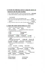 English worksheet: test on connectors and others