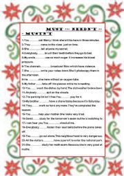 English Worksheet: MUST -- MUSTNT -- NEEDNT