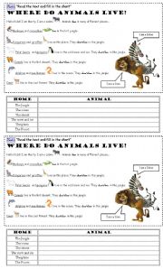 English Worksheet: Reading Comprehension - Animal Homes