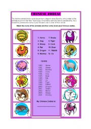 English Worksheet: Chinese Zodiac 