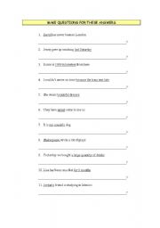 English worksheet: QUESTIONS TO ANSWERS