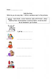 English worksheet: daily routines