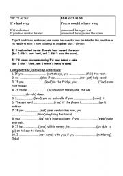 English Worksheet: Type 3 conditional sentences