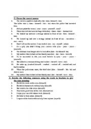 English Worksheet: Exercises on reflexive pronouns