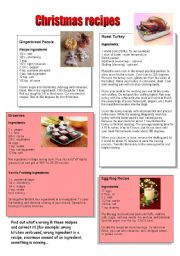 English Worksheet: Christmas recipes