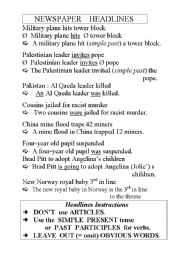 English Worksheet: Headlines instructions