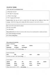 English Worksheet: Stative verbs