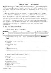 English Worksheet: remedial work