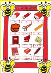 English Worksheet: School  Supplies - Picture Dictionary