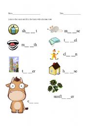 English Worksheet: OU and OW sounds