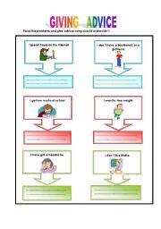 English Worksheet: Givind advice: should or shouldnt