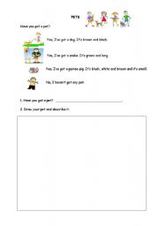 English worksheet: Pets